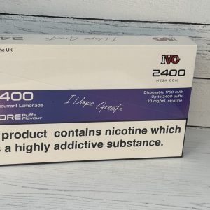 IVG 2400 BLACKCURRANT LEMONADE DISP VAPE 20mg x 5